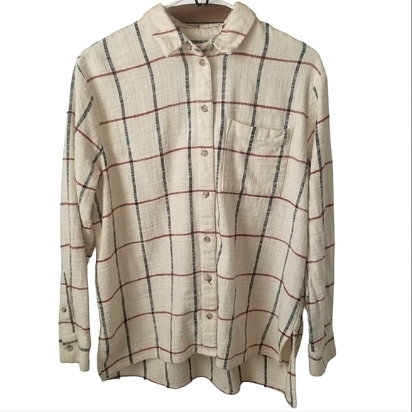 Madewell Oversized Ex-Boyfriend Flannel Shirt in Windowpane Print Size S - Picture 3 of 7
